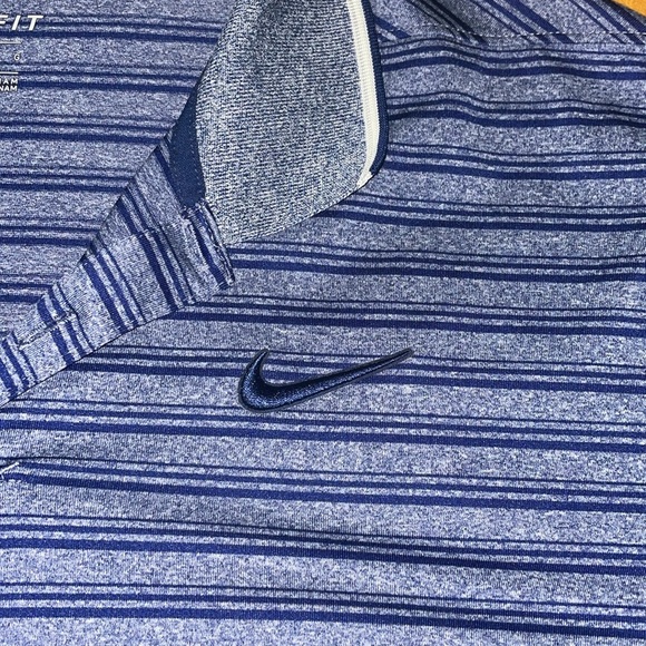 Mens Nike Golf Polo Large Blue Striped - Picture 2 of 3